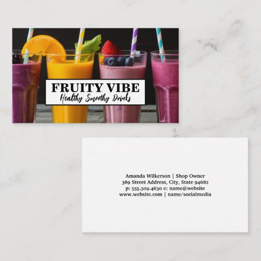 Kleurrijke Fruit Smoothie Drinken Visitekaartje (Voorkant / Achterkant)
