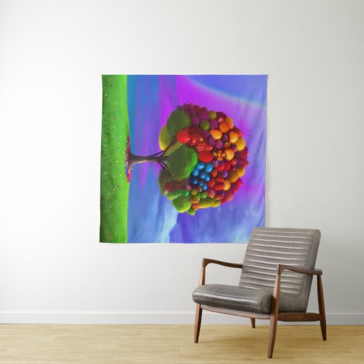 Kleurrijke fruitboom wandkleed (In Situ (horizontaal))