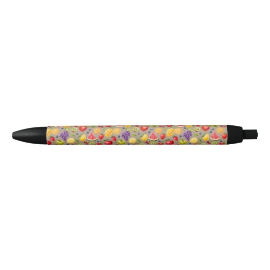 Kleurrijke Fruitige Patroon Pen (Bruine Basis) (Voorkant)