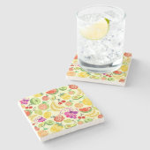 Kleurrijke fruitkunst stenen onderzetter (Zijkant)