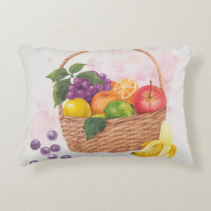 Kleurrijke Fruitmand Aquarel Kunst Accent Kussen