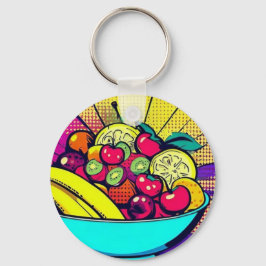 Kleurrijke fruitschaal sleutelhanger | Pop Art ete