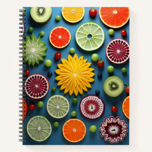 Kleurrijke fruitstukken notitieboek