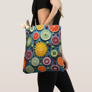 Kleurrijke fruitstukken tote bag