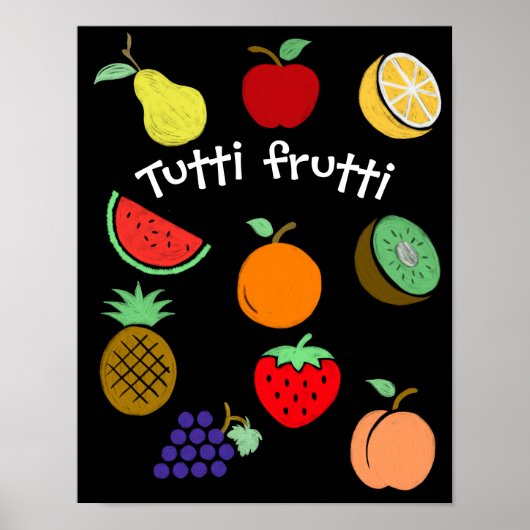Kleurrijke fruittekeningen poster (Voorkant)