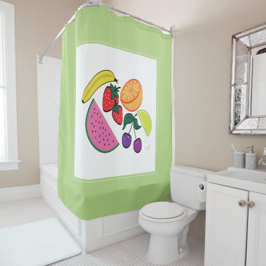 Kleurrijke fruitzomer, flauw, kool douchegordijn (In situ)