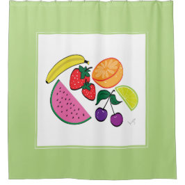 Kleurrijke fruitzomer, flauw, kool douchegordijn