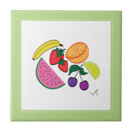 Kleurrijke fruitzomer, kool, geweer tegeltje