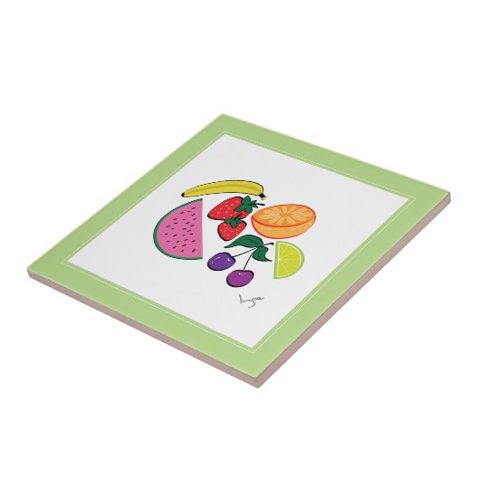 Kleurrijke fruitzomer, kool, geweer tegeltje (Zijkant)