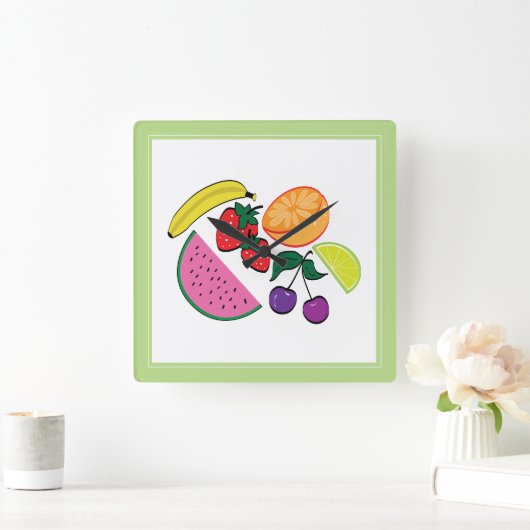 Kleurrijke fruitzomer, kool, geweer vierkante klok (Huis)