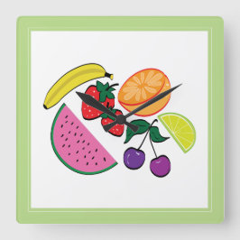 Kleurrijke fruitzomer, kool, geweer vierkante klok