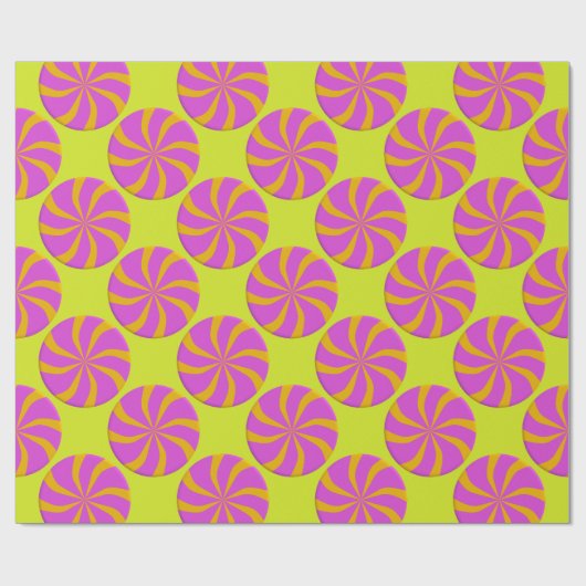 Kleurrijke Fuchsia Sinaasappel Pepermunt Twist Chr Cadeaupapier (Vlak)