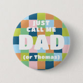 Kleurrijke Fun Checker Block Baby shower Papa Ronde Button 5,7 Cm (Voorkant)