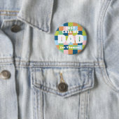 Kleurrijke Fun Checker Block Baby shower Papa Ronde Button 5,7 Cm (In situ)