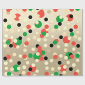 Kleurrijke Fun Christmas Pattern Gold Confetti Sti Cadeaupapier (Vlak)