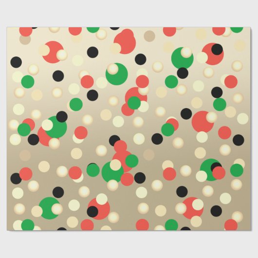 Kleurrijke Fun Christmas Pattern Gold Confetti Sti Cadeaupapier (Vlak)