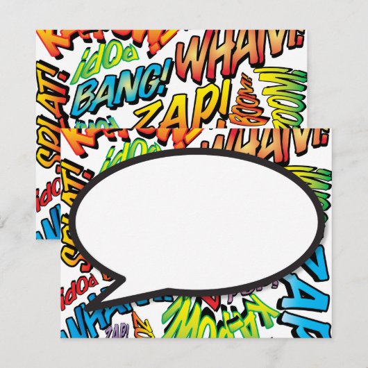 Kleurrijke Fun Comic Book Speech Bubble Notitiekaartje (Voorkant / Achterkant)