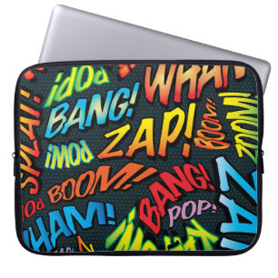 Kleurrijke Fun Comic Book Typografie Laptop Sleeve