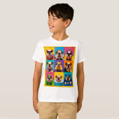 KLEURRIJKE FUN ENGELSE BULLDOGS T-SHIRT (Voorkant volledig)