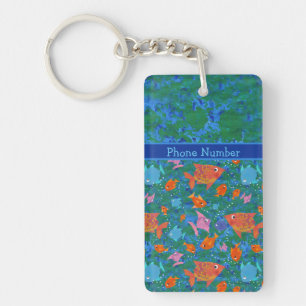 Kleurrijke Fun Fish Custom langwerpige Sleutelhang Sleutelhanger