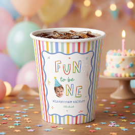 Kleurrijke Fun Gestreepte Verjaardagsfeest Papiere Papieren Bekers