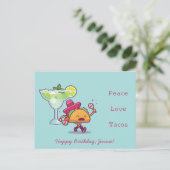 Kleurrijke Fun Margaritas & Tacos Gefeliciteerd Briefkaart (Staand voorkant)