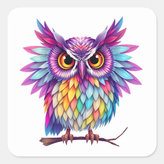 Kleurrijke Fun Owl Stickers (Voorkant)
