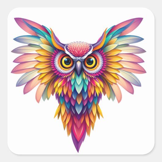 Kleurrijke Fun Owl Stickers (Voorkant)
