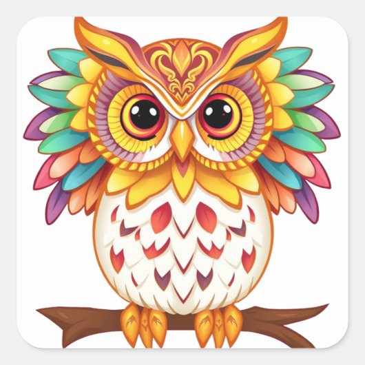 Kleurrijke Fun Owl Stickers (Voorkant)