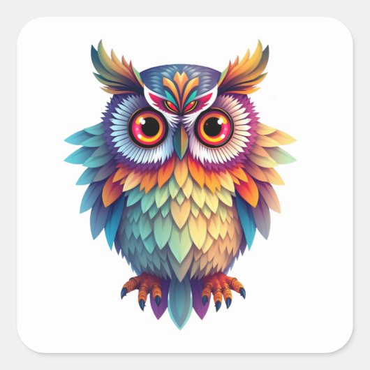 Kleurrijke Fun Owl Stickers (Voorkant)