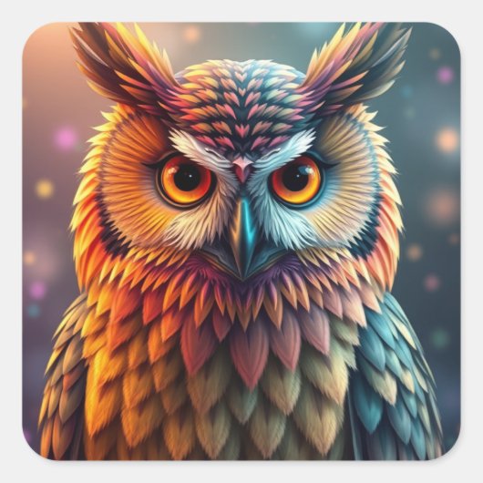 Kleurrijke Fun Owl Stickers (Voorkant)