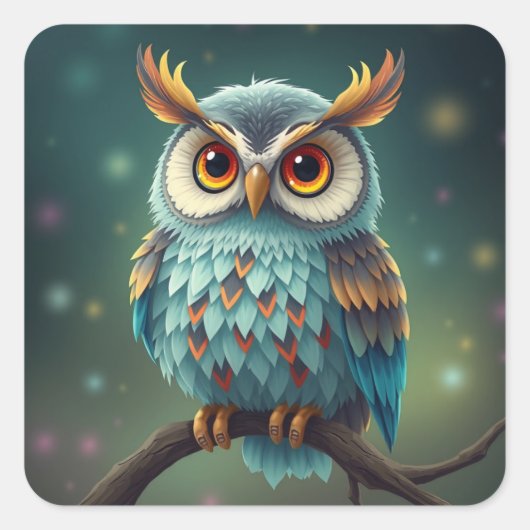 Kleurrijke Fun Owl Stickers (Voorkant)