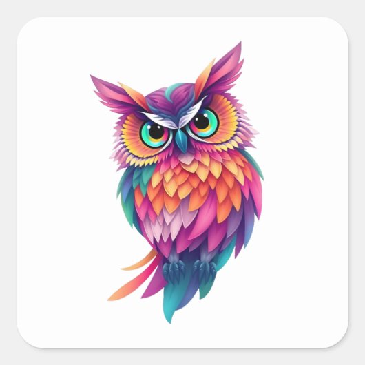 Kleurrijke Fun Owl Stickers (Voorkant)