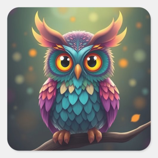 Kleurrijke Fun Owl Stickers (Voorkant)