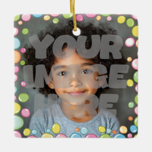 Kleurrijke Fun Pastel Bubble Lijst Rand voor Foto' Keramisch Ornament