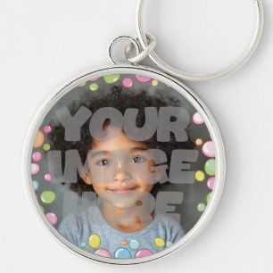 Kleurrijke Fun Pastel Bubble Lijst Rand voor Foto' Sleutelhanger