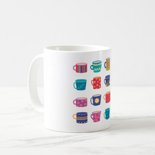 Kleurrijke Fun Patterned Coffee Mok Set (Voorkant links)