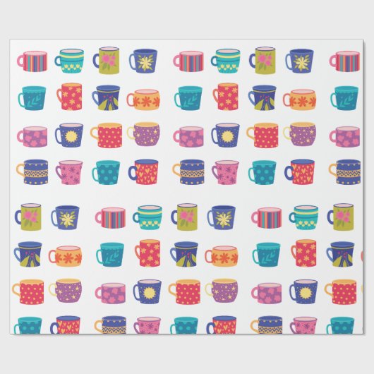 Kleurrijke Fun Patterned Coffee Mok Set Cadeaupapier (Vlak)