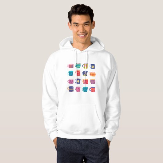 Kleurrijke Fun Patterned Coffee Mok Set Hoodie (Voorkant volledig)