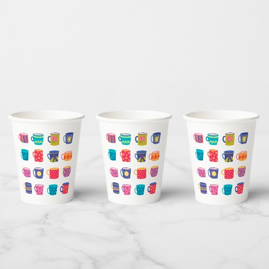 Kleurrijke Fun Patterned Coffee Mok Set Papieren Bekers