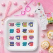 Kleurrijke Fun Patterned Coffee Mok Set Papieren Bordje (Feest)