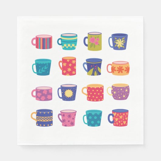 Kleurrijke Fun Patterned Coffee Mok Set Servet (Voorkant)