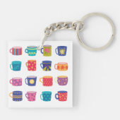 Kleurrijke Fun Patterned Coffee Mok Set Sleutelhanger (Achterkant)
