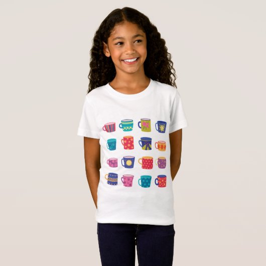 Kleurrijke Fun Patterned Coffee Mok Set T-shirt (Voorkant volledig)