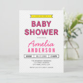 Kleurrijke Fun Roze en Geel Modern Baby shower Kaart (Staand voorkant)