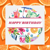 Kleurrijke Fun Summer Waterverf Tropical Birthday Papieren Bordje