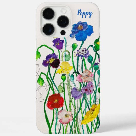 Kleurrijke Fun Wild Poppy Waterverf Genoemd Case-Mate iPhone Case (Achterkant)