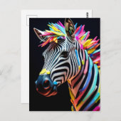 Kleurrijke Fun Zebra Briefkaart (Voorkant / Achterkant)