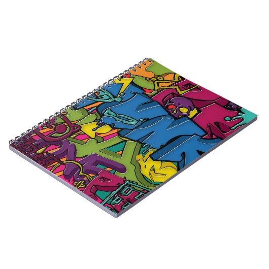 Kleurrijke, funky en Urban Graffiti art Notitieboek (Linkerzijde)