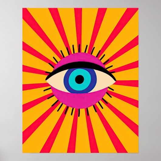 Kleurrijke Funky Evil Eye Poster (Voorkant)